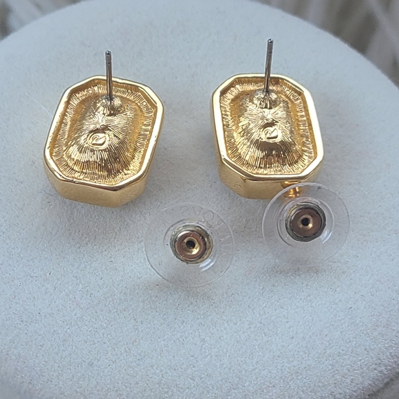 Swarovski Rhodium Plated Gold Toned Earrings- Great Condition - Picture 8 of 8
